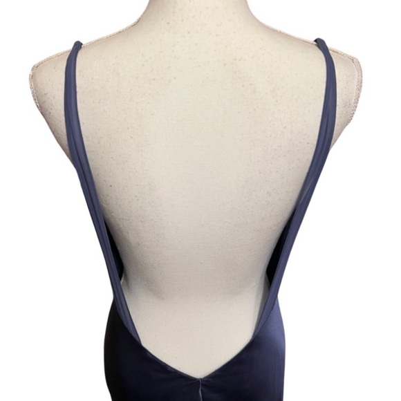 Vintage Y2K 100% Silk Blue Slip Dress Cowl Neck Silk Dress Backless Dress Prom - Picture 3 of 15